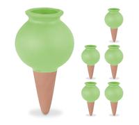 Relaxdays Pack de 6 picos de riego verdes verde,marrón claro