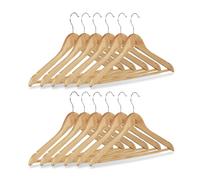 Relaxdays Pack de 60 perchas de ropa marrón claro,plata