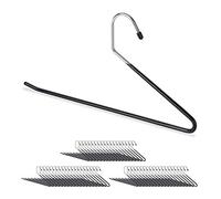Relaxdays Pack de 60 Perchas Ropa para Pantalones Antideslizantes, Metal y PVC, 35 cm, Negro