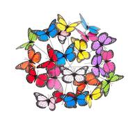 Relaxdays Pack de 72 mariposas decorativas verde,fucsia,rojo
