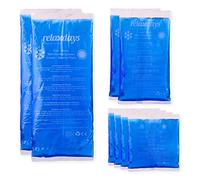 Relaxdays Pack de 8 Bolsas Frío Calor Reutilizables para Lesiones, Gel y PE, Azul, Varios tamaños