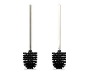 Relaxdays Pack de 8 escobillas de baño negras negro,plata