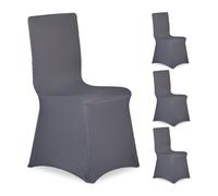 Relaxdays Pack de 8 fundas para sillas antracita antracita