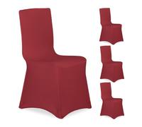 Relaxdays Pack de 8 fundas para sillas rojas rojo oscuro