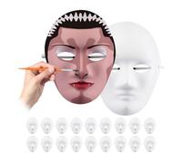 Relaxdays Pack de 80 Máscaras Blancas, Caretas para Pintar, Manualidades, Carnaval, Teatro, Cartón, 24 x 18,5 x 8 cm