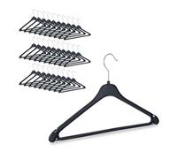 Relaxdays Pack de 90 perchas ropa de plástico negro,plata