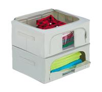 Relaxdays Pack de bolsas de almacenamiento de ropa transparente,gris