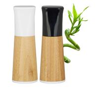 Relaxdays Pack de molinillos manuales blanco,marrón claro,negro