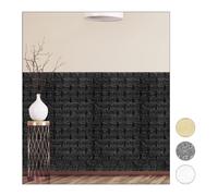 relaxdays Paneles Pared Autoadhesivos, Imitación Ladrillo 3D, Espuma de Polietileno, 78x70cm, Negro, 78x70 cm, Pack 10 Unidades
