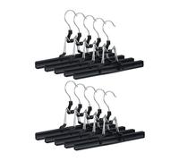 Relaxdays Pack de 10 Perchas Pantalones y Faldas, Metal y PVC, Negro, 15.8 x 26 x 3 cm