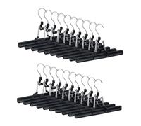 Relaxdays Pack de perchas de pinza negro,plata