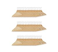 Relaxdays Giro de 360 Grados Pack, Perchas de Madera para el Armario, Gancho Giratorio, HxL: 22,5x44,5 cm, Natural, Hierro, 48 Unidades