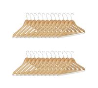 Relaxdays Pack de Perchas, Perchas de Madera para el Armario, Gancho Giratorio, HxL: 22,5x44,5 cm, Natural, Pack de 24