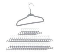 Relaxdays Pack de perchas infantiles de terciopelo plata,gris