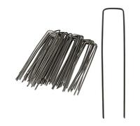 Relaxdays Pack de Piquetas Jardín en Forma de U, Acero, Plateado, 15 cm, 50 Unidades