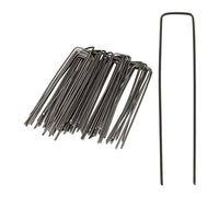 Relaxdays Pack de Piquetas Jardín en Forma de U, Acero, Plateado, 15 cm, 50 Unidades