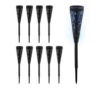 Relaxdays 10 Luces Solares LED, Faroles Diseño Antorcha, Iluminación Jardín y Exteriores, 41 x 7 cm, con Estaca, Negro