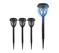 Relaxdays Pack 4 Luces Solares LED, Faroles Diseño Farol, Iluminación Jardín y Exteriores, 42,5x10 cm, con Estaca, Negro