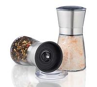 Relaxdays Pack Molinillo Pimienta Muela Cerámica, Acero Inoxidable, Plateado, 2 Unidades