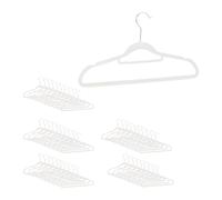 Relaxdays Perchas Ropa Antideslizantes con Corbatero, Metal-Terciopelo, Blanco, 22 x 41,5 x 0,3 cm, Hierro, 3 cm, Pack de 50 Unidades