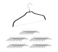Relaxdays Pack 50 Perchas Ropa Antideslizantes, Metal-PVC, Negro, 21 x 42 x 1 cm