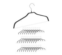 Relaxdays Pack 30 Perchas Ropa Antideslizantes, Metal-PVC, Negro, 21 x 42 x 1 cm