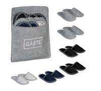Relaxdays Pack Zapatillas Andar por Casa, Zapatos Invitados, 6 Pares Talla 36-45, Antideslizantes, con Bolsa, Multicolor, 100% Fieltro, 6 Paar