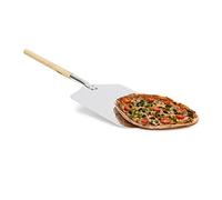 Relaxdays Pala para Pizzas Cuadrada con Mango, 3 x 30.5 x 79 cm, 0.6 Kg, Madera y Metal, Aluminio, 3 x 30,5 x 79 cm