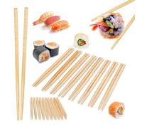 Relaxdays Palillos Chinos, 50 Pares, Bambú, Largo 24 cm, Palitos para Sushi Reutilizables, Palos Japoneses, Natural