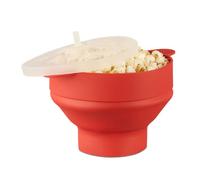 Relaxdays Palomitero Microondas, Recipiente Palomitas, Silicona, sin Aceite, sin BPA, 14.5 x 25.5 x 25.5 cm, Rojo, 25.5x25.5x14.5 cm