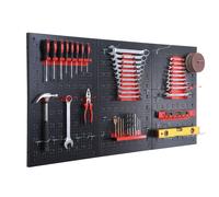 Relaxdays Panel de herramientas con accesorios rojo,negro
