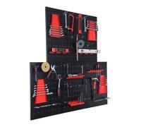 Relaxdays Panel de herramientas con accesorios rojo,negro