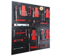 Relaxdays Panel de herramientas con accesorios rojo,negro
