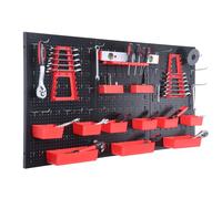 Relaxdays Panel de herramientas con accesorios rojo,negro