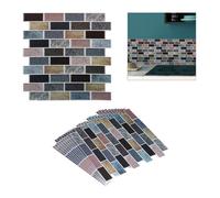 Relaxdays Panel decorativo de pared efecto azulejo beige,negro,gris