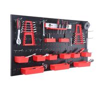 Relaxdays Panel de herramientas con accesorios rojo,negro