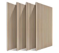 Relaxdays Paneles acústicos (4 Unidades, 120 x 60 cm, insonorización y Revestimiento de Pared, Chapa de Roble, Paneles de Pared, marrón Claro)