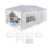 Relaxdays Paneles Laterales para cenador, Juego de 6, 2 x 3 m, Impermeables, Ventanas y Puertas, Polietileno, Paredes Laterales con Cierre de Velcro, Color Blanco, 1 Unidad