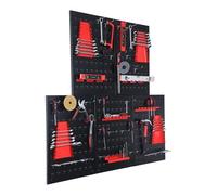 Relaxdays Panel de herramientas con accesorios rojo,negro