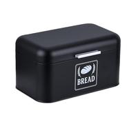 Relaxdays Panera, caja de pan con tapa y asa, HBT: 16,5 x 30 x 19 cm, para guardar pan, panera vintage, metal, negro