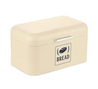 Relaxdays Panera, caja para pan con tapa y asa, HBT: 16,5 x 30 x 19 cm, para guardar pan, panera retro, metal, beige