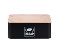 Relaxdays Panera con tapa de bambú Retro blanco,marrón claro,negro