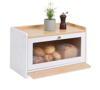 Relaxdays Panera de bambú con Tabla, repisa y ventilación, 26x40x25 cm, Blanca