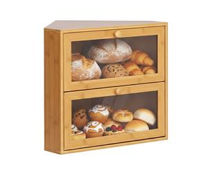 Relaxdays Panera esquinera de bambú marrón claro