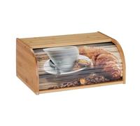 Relaxdays Panera, Tapa deslizable, Almacenaje del pan, Estante, 17x40x27 cm, 1 Ud., Marrón