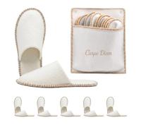 Relaxdays Zapatillas de casa, 6 Pares, Modelo Carpe Diem, Beige