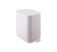 Relaxdays Papelera 7 L, cierre suave, cubo interior extraíble, plástico mate, cubo estrecho con pedal, beige