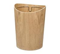 Relaxdays Papelera, 9 L, en Efecto Madera, 30 x 23 cm, Anillo de Metal para Bolsa Basura, Cubo Redondo, Marrón Claro