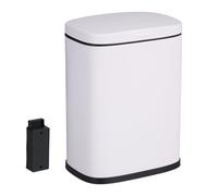 Relaxdays Papelera Baño Pared, Cubo Basura WC y Aseo, 3 L, Tapa Cierre Suave, Bote Interior, Metal, Cuadrada, Blanco, Plástico, Hierro