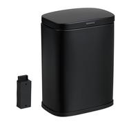 Relaxdays Papelera Baño Pared, Cubo Basura WC y Aseo, 3 L, Tapa Cierre Suave, Bote Interior, Metal, Cuadrada, Negro, Plástico, Hierro